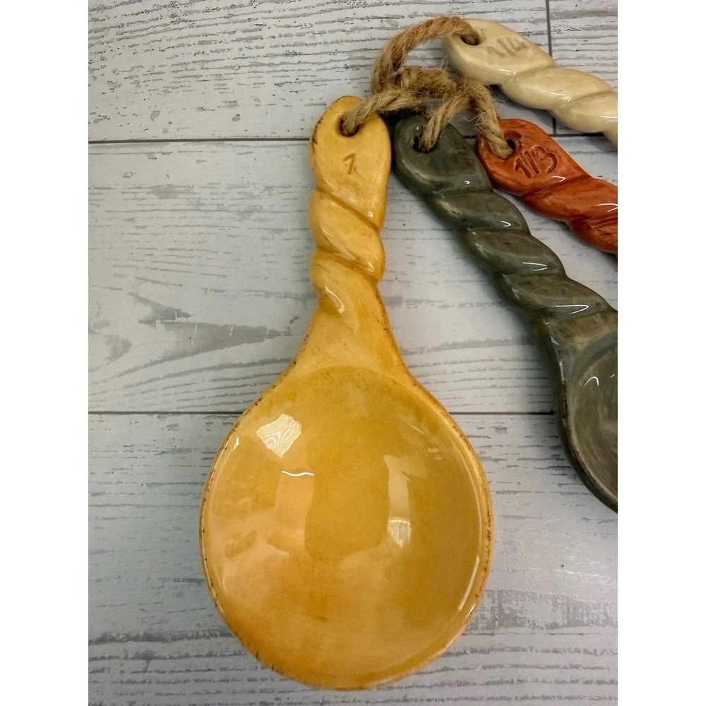 Vintage Artimino Tuscan Countryside Ironstone Stoneware Set Measuring Spoons EUC